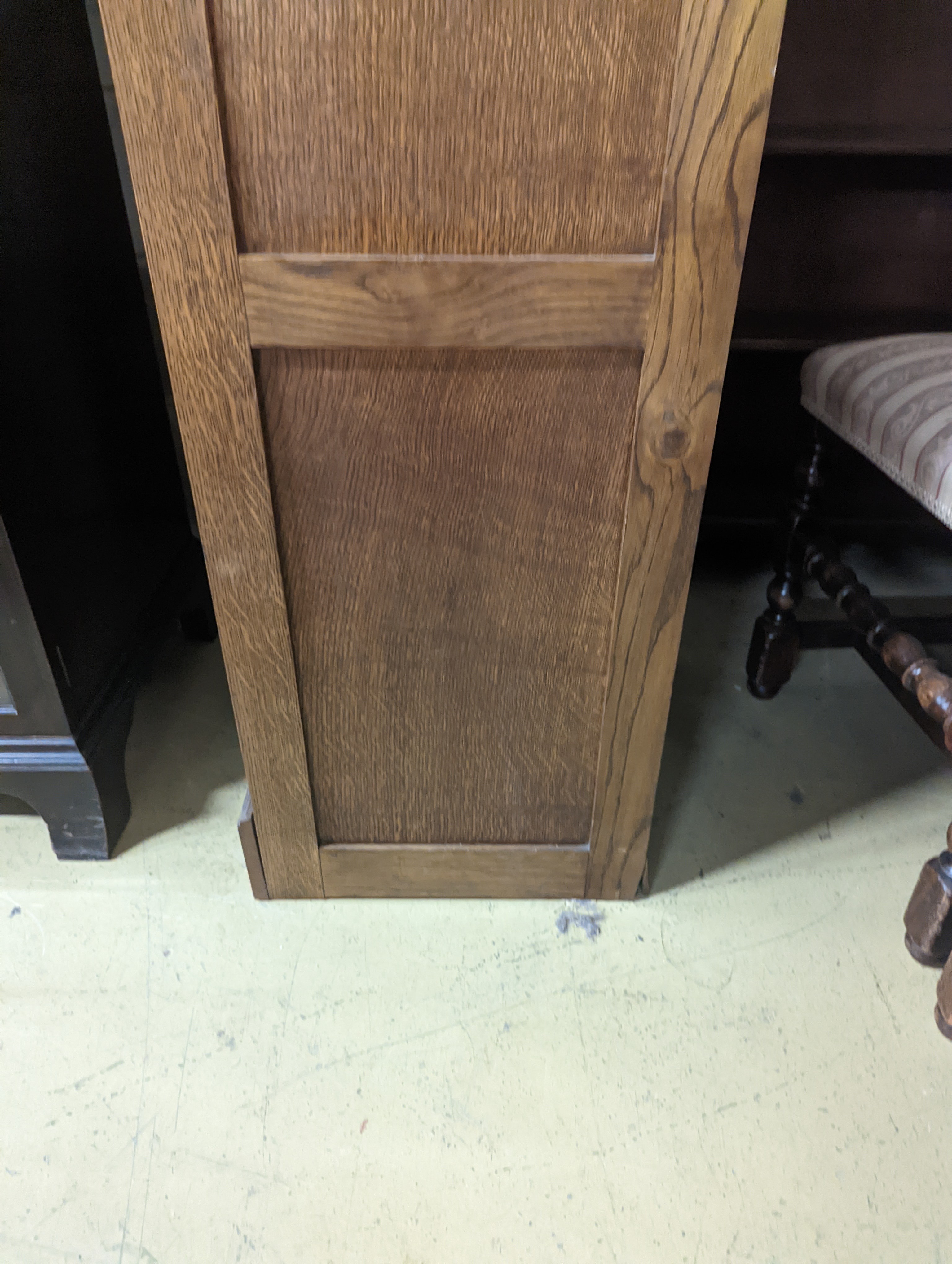 An early 20th century oak tambour filing cabinet, width 49cm, depth 40cm, height 125cm